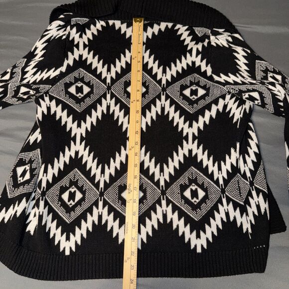Wrangler Retro Aztec Black White Geometric Open Front Cardigan Woman’s Small - Picture 6 of 7